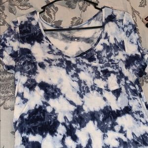 White and blue tie dye T-shirt